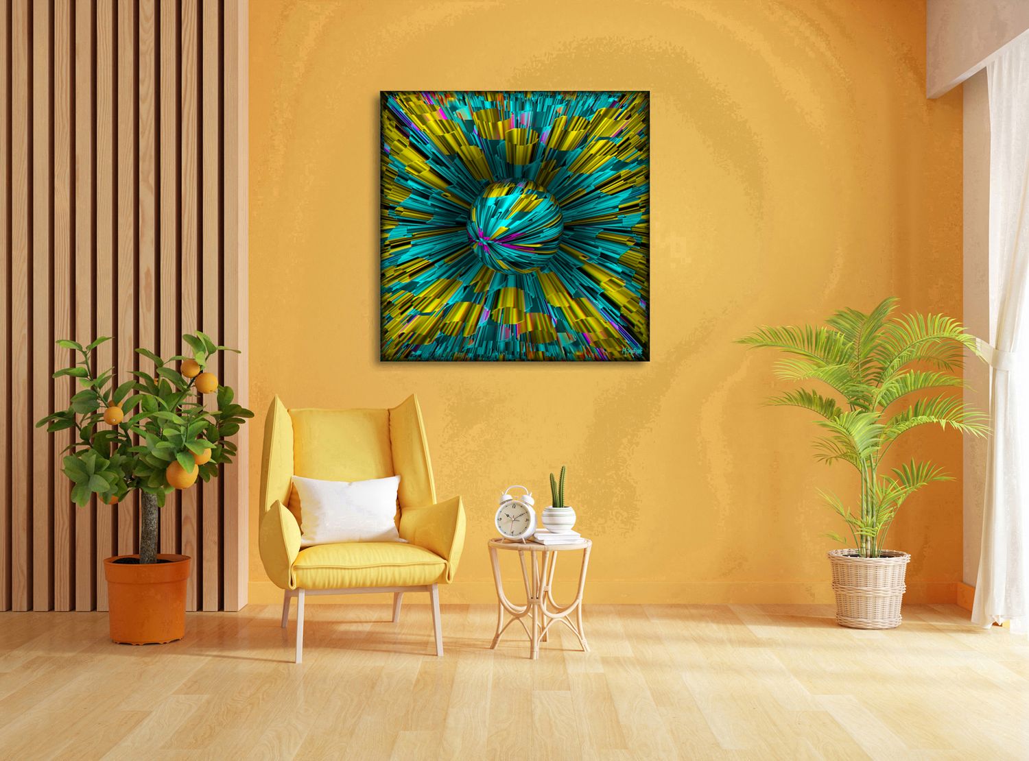 Structured Orbit – uniek Liquid Gloss® kunstwerk nr. 0070 van MikoArt — afbeelding 2