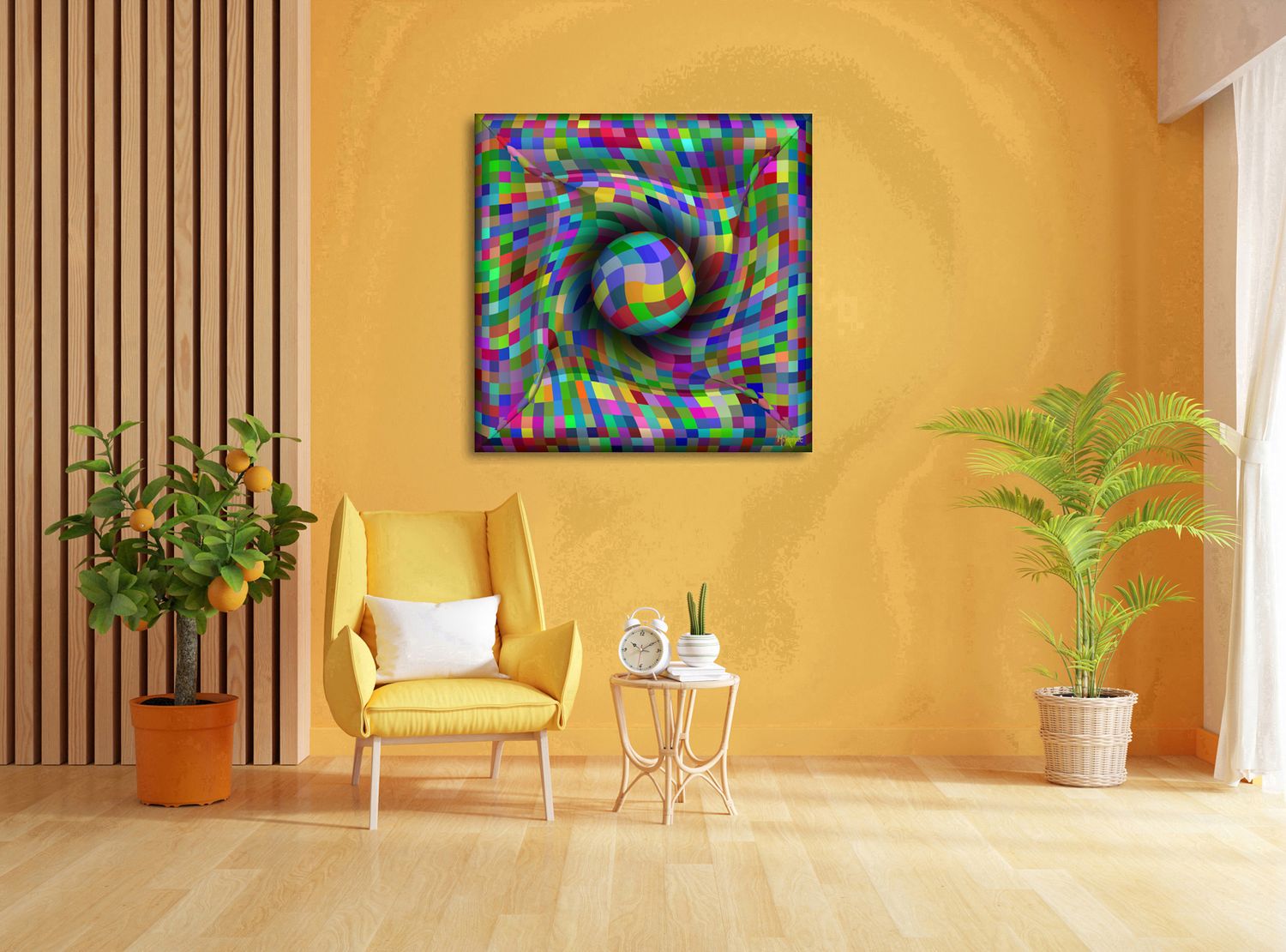 Distorted Order – uniek Liquid Gloss® kunstwerk nr. 0064 van MikoArt — afbeelding 2