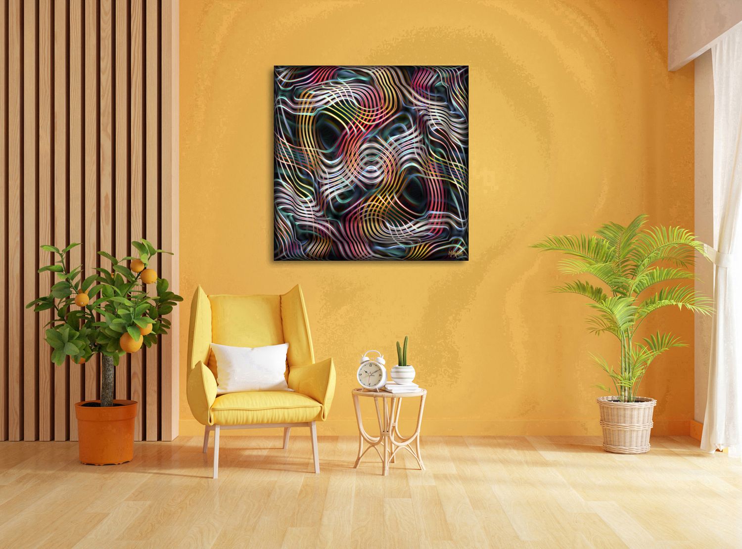 Luminous Threads – uniek Liquid Gloss® kunstwerk nr. 0060 van MikoArt — afbeelding 2