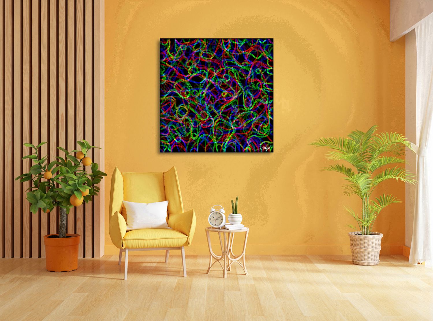 Neon Entanglement – uniek Liquid Gloss® kunstwerk nr. 0057 van MikoArt — afbeelding 2