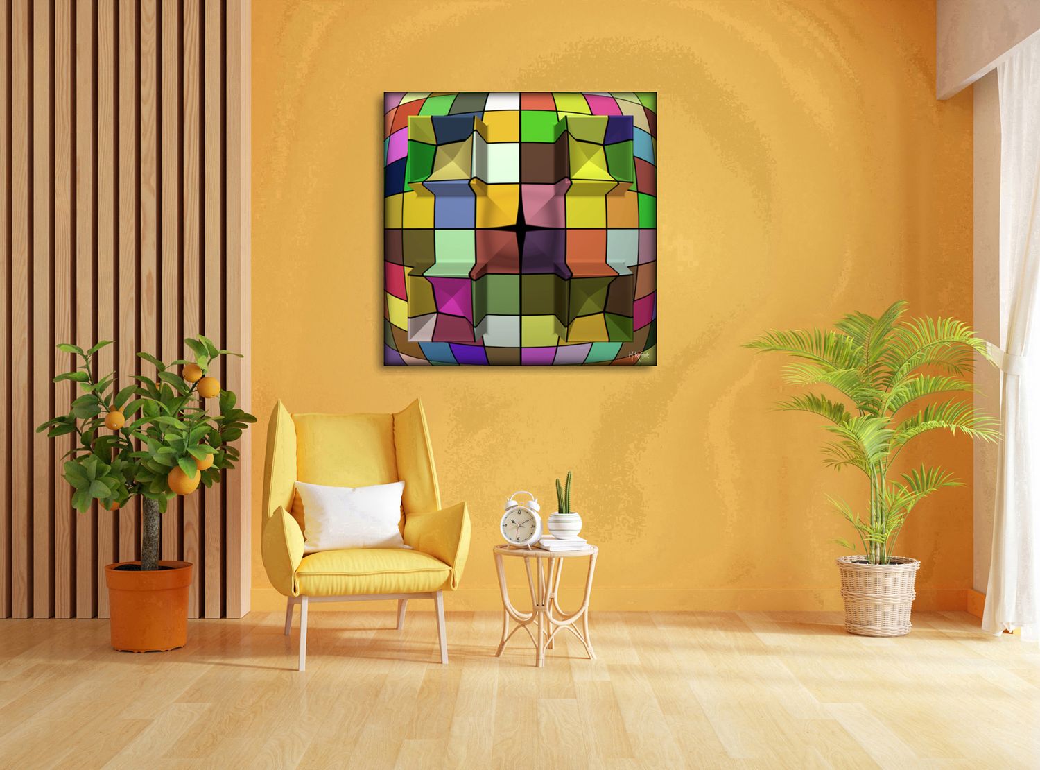 Playful Geometry – uniek Liquid Gloss® kunstwerk nr. 0066 van MikoArt — afbeelding 2