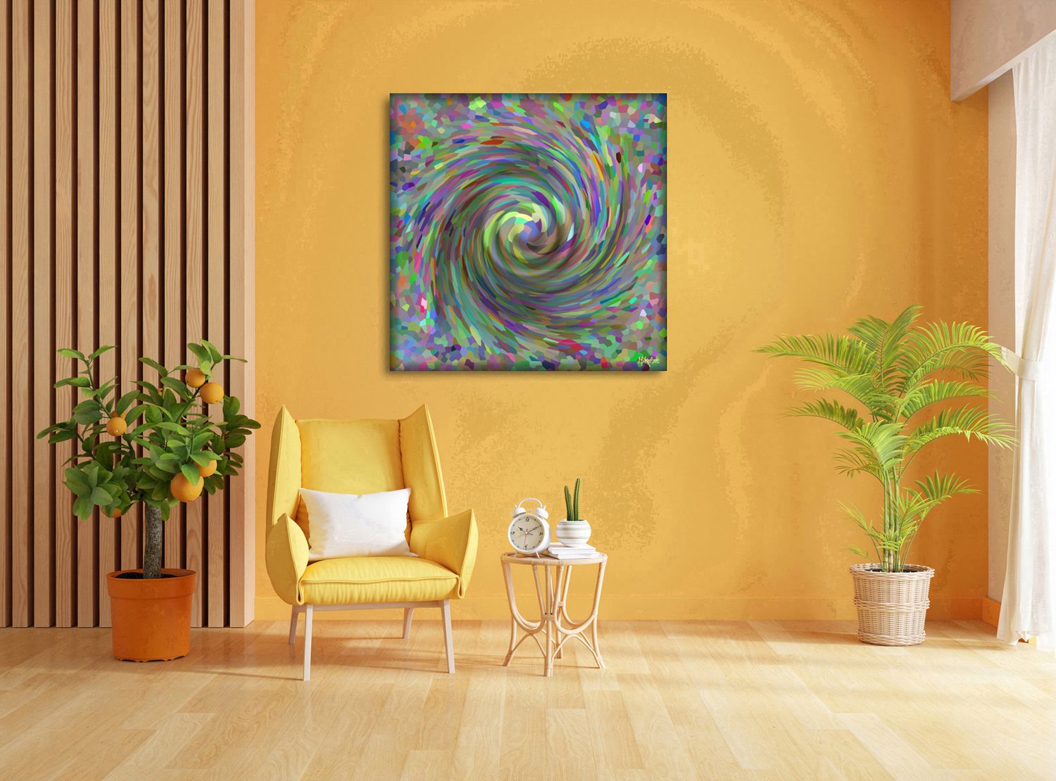 Chromatic Vortex – uniek Liquid Gloss® kunstwerk nr. 0089 van MikoArt — afbeelding 2