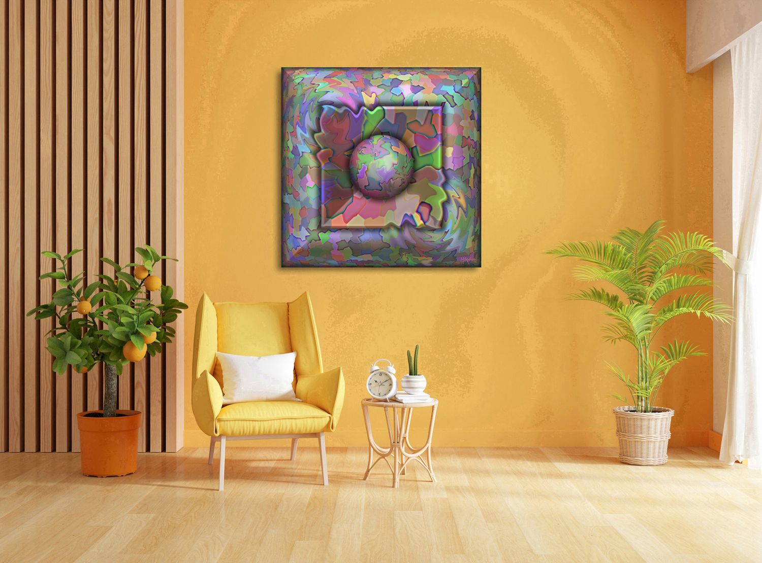 Spatial Sphere – uniek Liquid Gloss® kunstwerk nr. 0077 van MikoArt — afbeelding 2