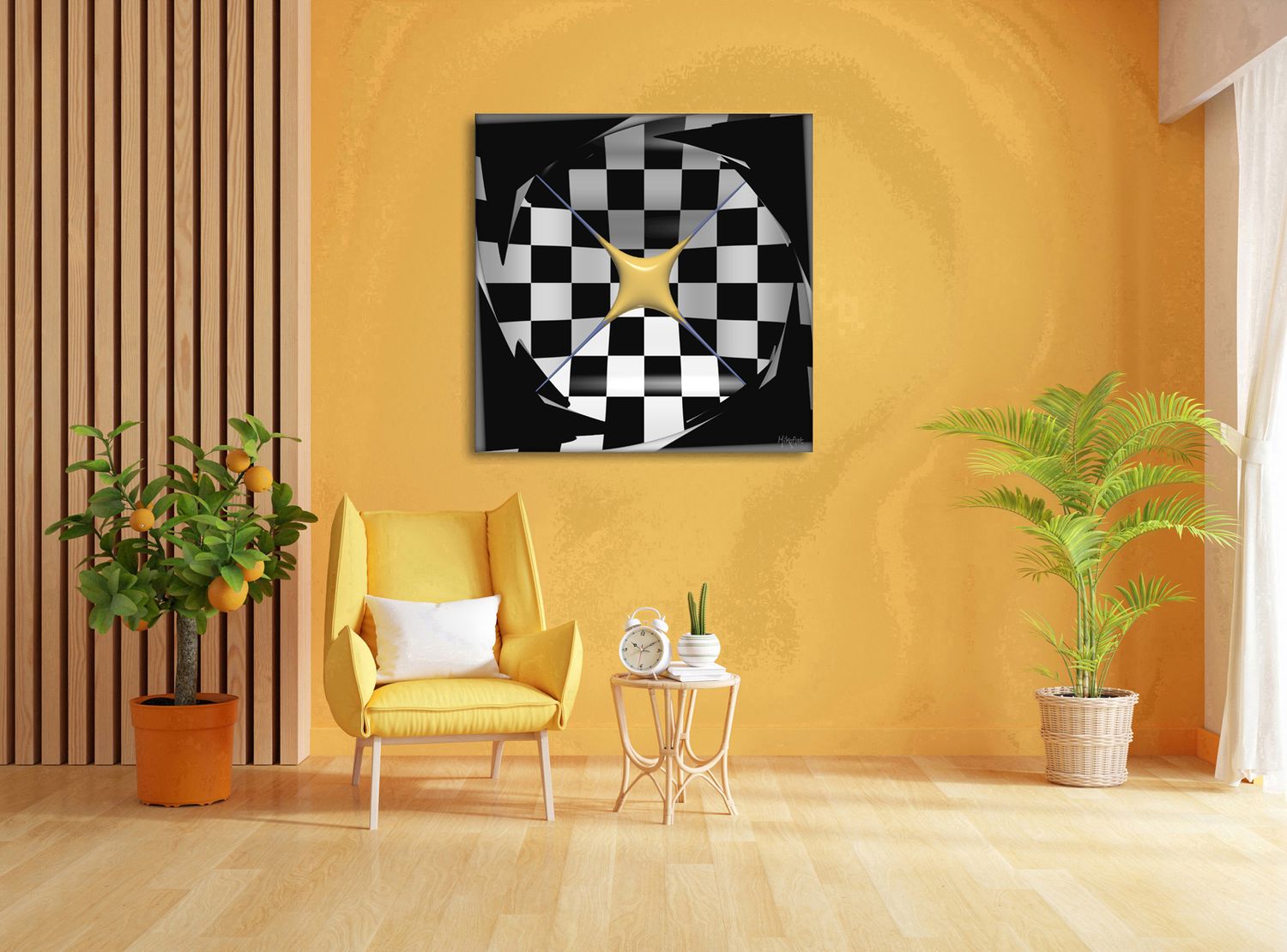Chequered Tension – uniek Liquid Gloss® kunstwerk nr. 0063 van MikoArt — afbeelding 2