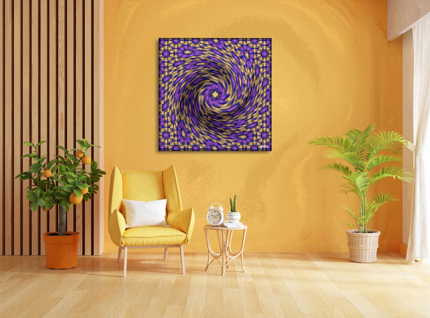 Pixel Spiral – uniek Liquid Gloss® kunstwerk nr. 0081 van MikoArt — afbeelding 2