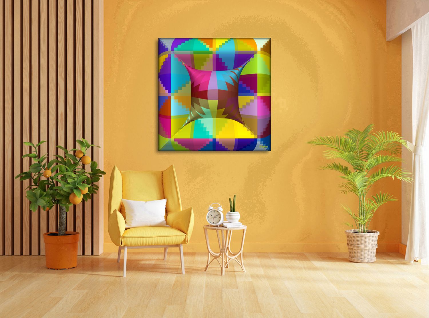 Soft Geometry – uniek Liquid Gloss® kunstwerk nr. 0118 van MikoArt — afbeelding 2