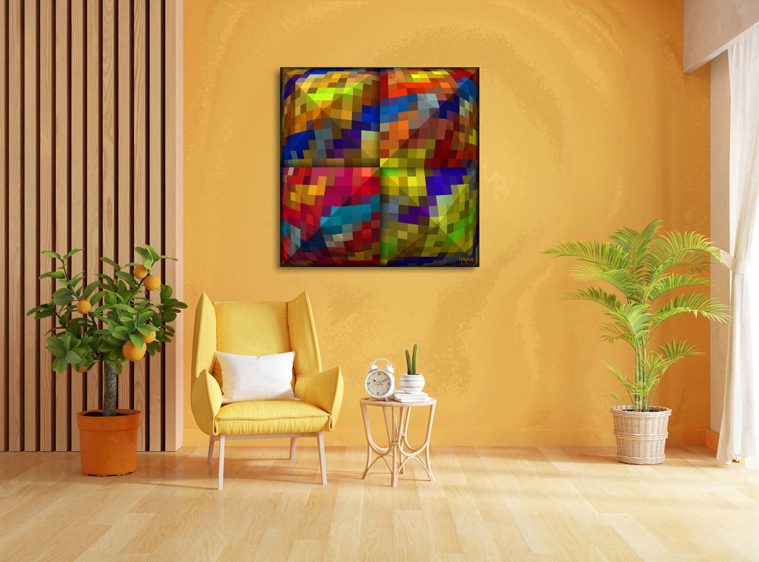 Faceted Landscape – uniek Liquid Gloss® kunstwerk nr. 0137 van MikoArt — afbeelding 2