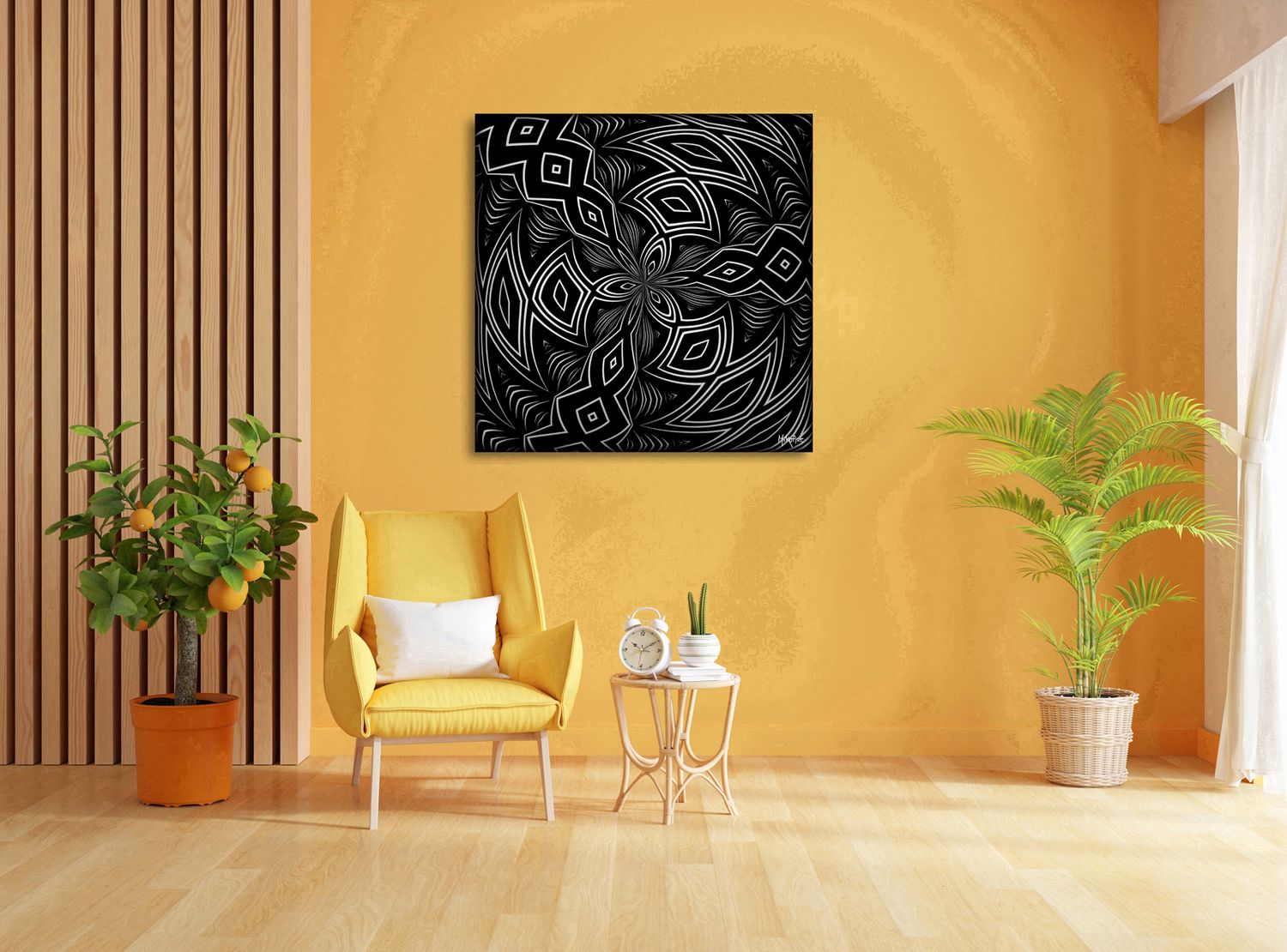 Monochrome Rotation – uniek Liquid Gloss® kunstwerk nr. 0100 van MikoArt — afbeelding 2