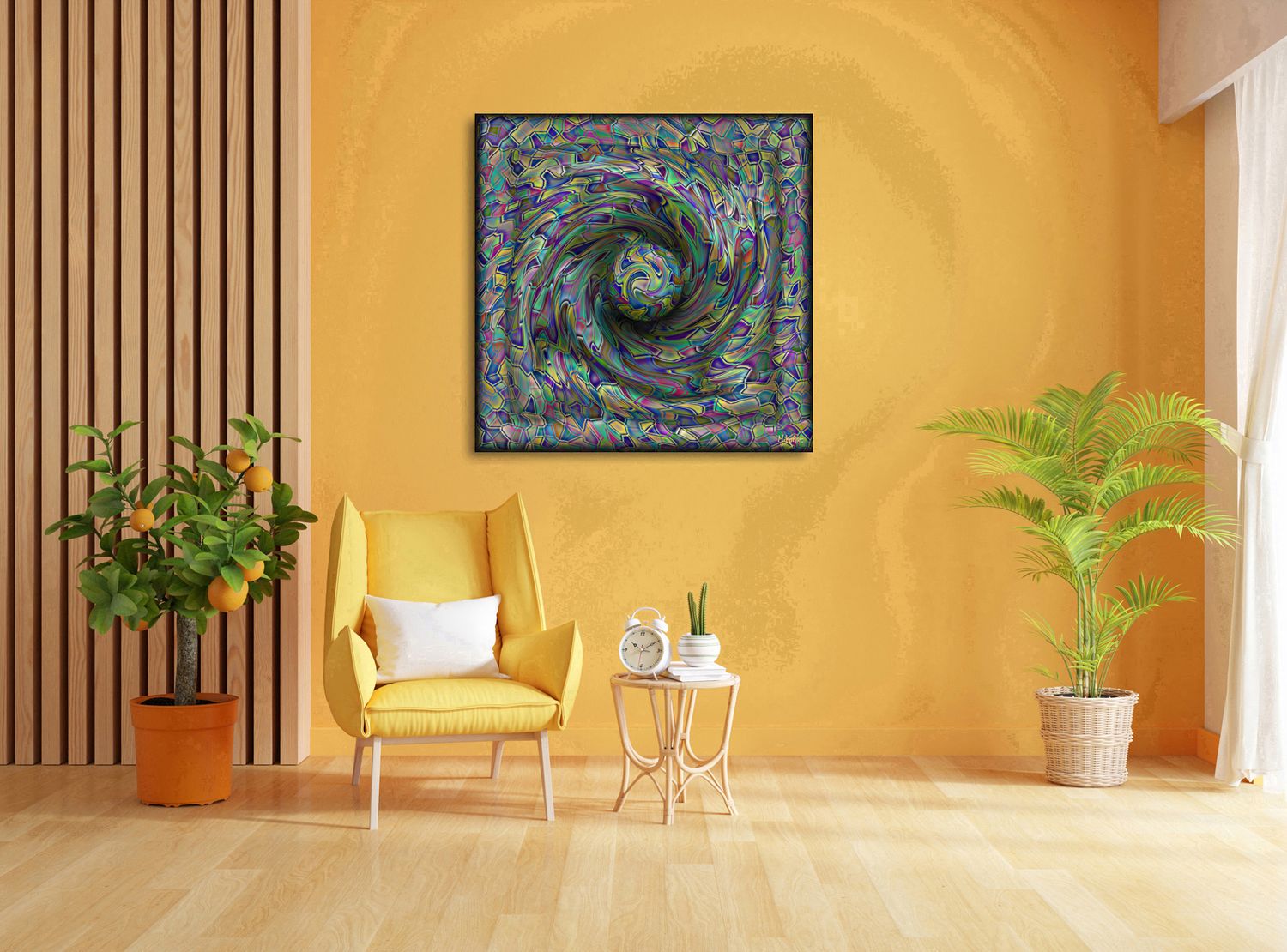Stained Glass Motion – uniek Liquid Gloss® kunstwerk nr. 0106 van MikoArt — afbeelding 2