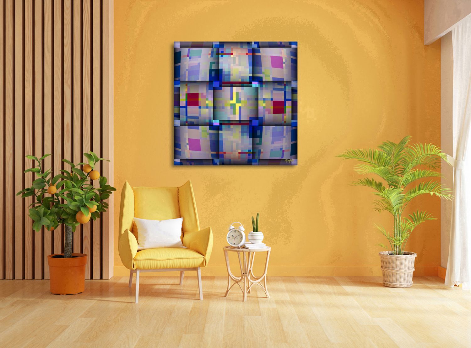 Woven Structure – uniek Liquid Gloss® kunstwerk nr. 0120 van MikoArt — afbeelding 2
