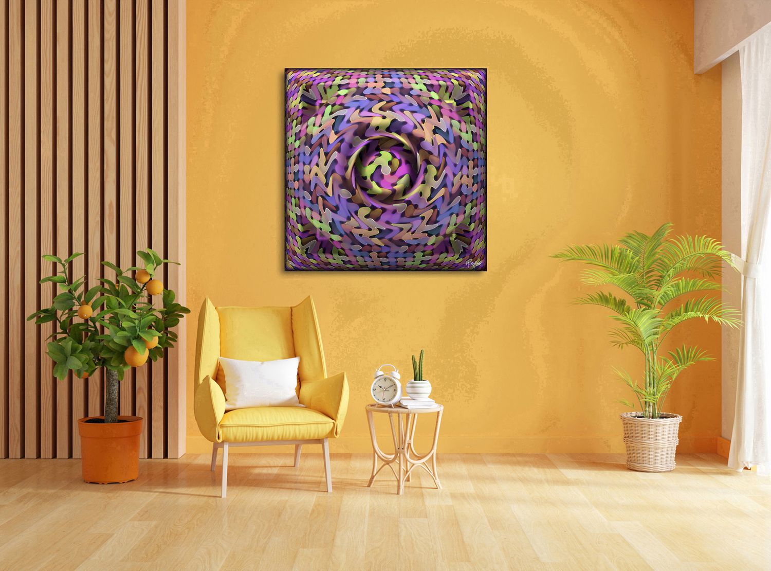 Organic Vortex – uniek Liquid Gloss® kunstwerk nr. 0094 van MikoArt — afbeelding 2