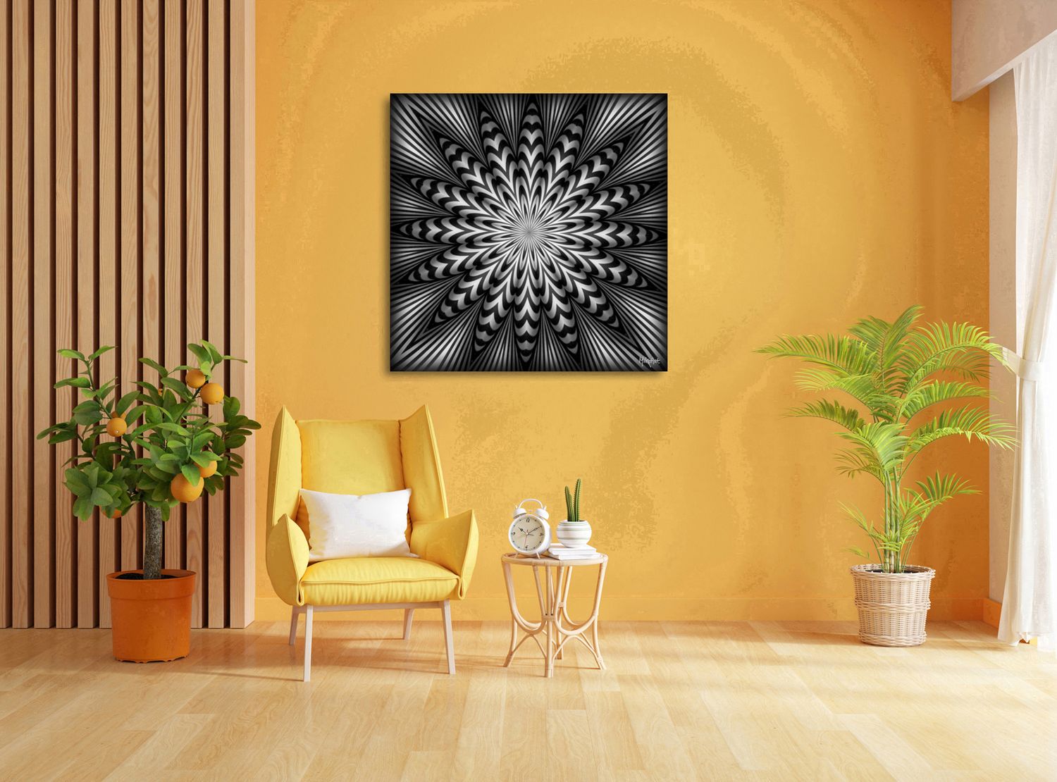 Monochrome Star – uniek Liquid Gloss® kunstwerk nr. 0105 van MikoArt — afbeelding 2