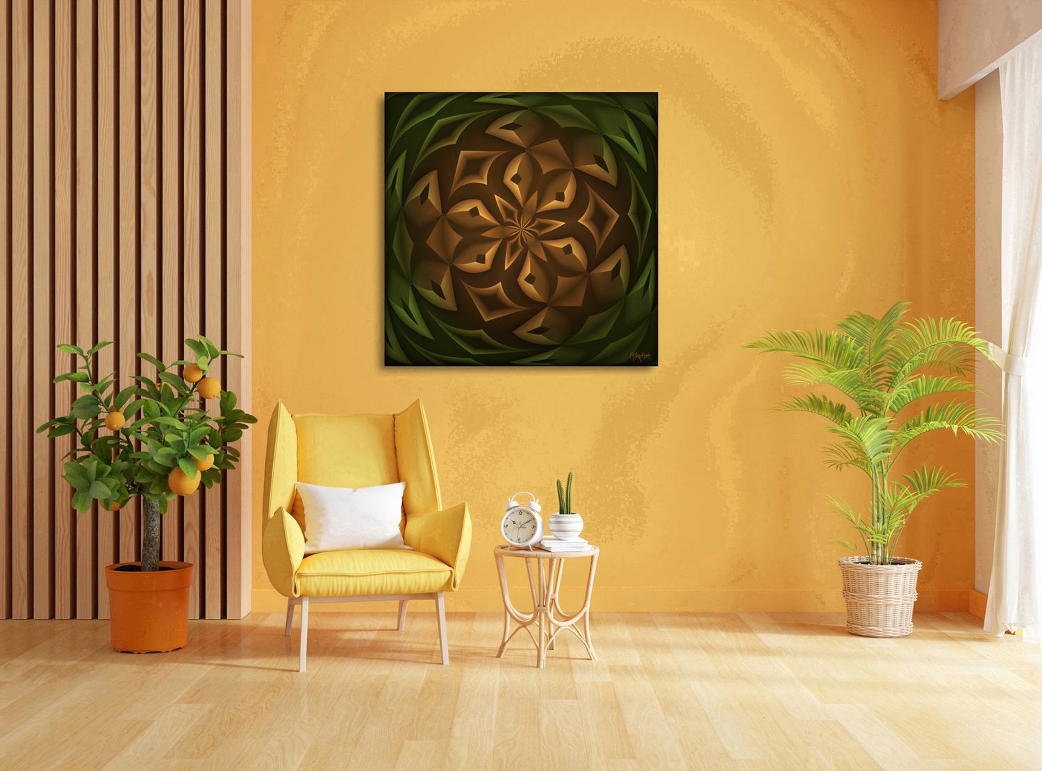 Radiant Mandala – uniek Liquid Gloss® kunstwerk nr. 0108 van MikoArt — afbeelding 2