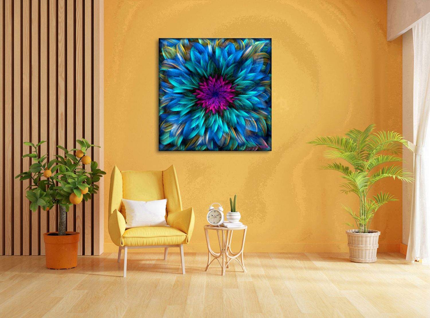Magenta Bloom – uniek Liquid Gloss® kunstwerk nr. 0129 van MikoArt — afbeelding 2