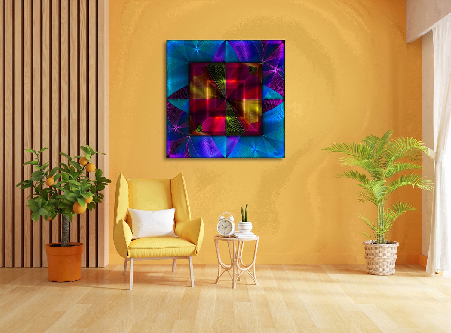 Square of Light – uniek Liquid Gloss® kunstwerk nr. 0132 van MikoArt — afbeelding 2