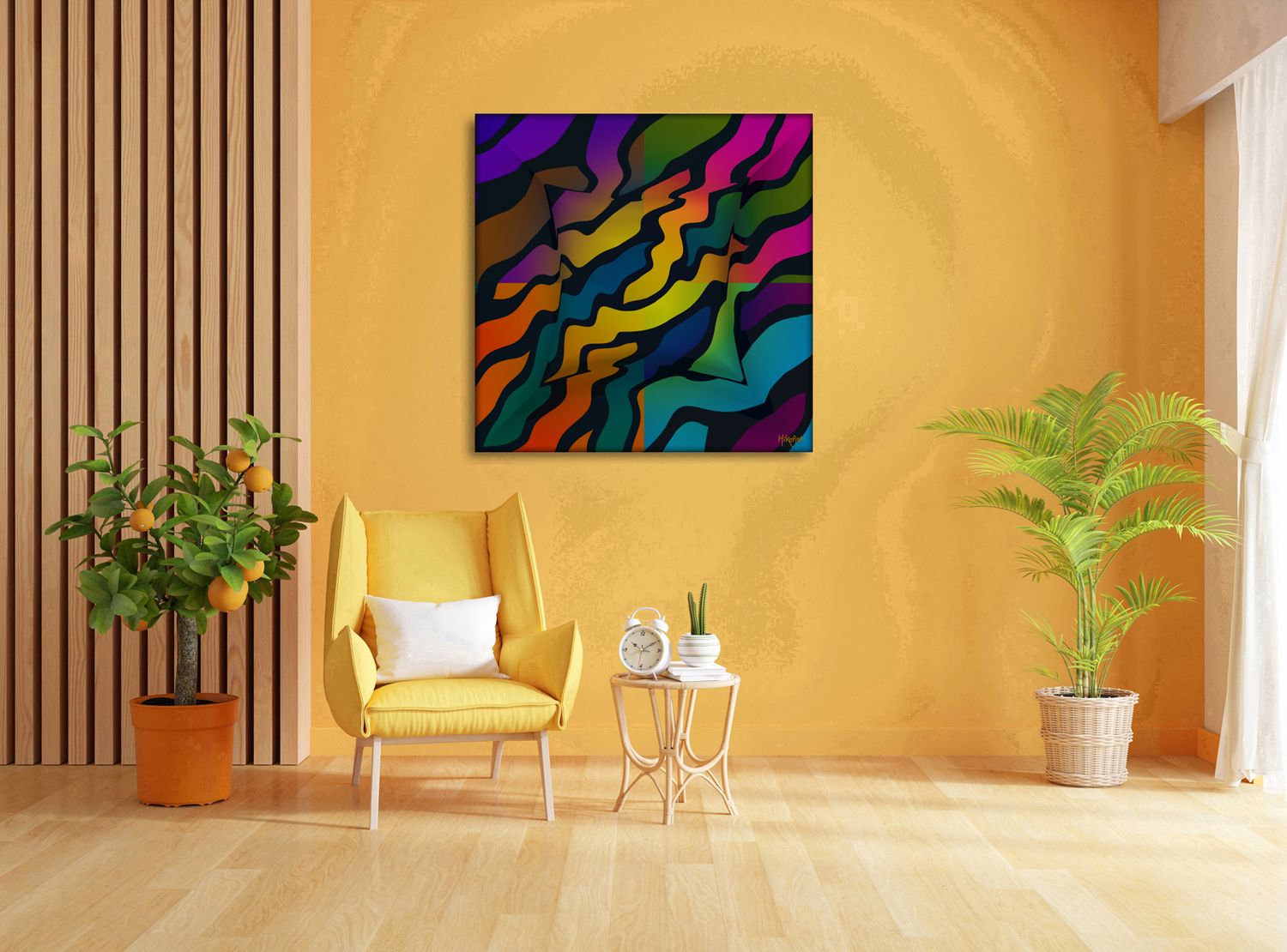 Pleated Colour – uniek Liquid Gloss® kunstwerk nr. 0109 van MikoArt — afbeelding 2