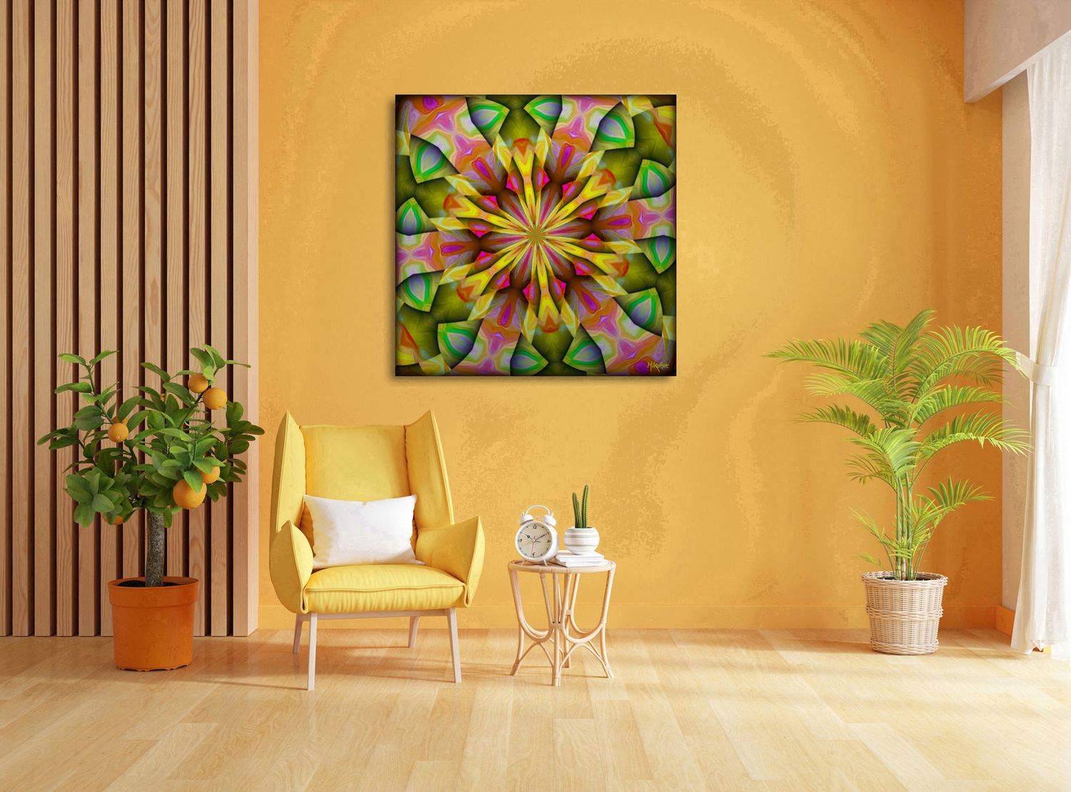 Origami Mandala – uniek Liquid Gloss® kunstwerk nr. 0107 van MikoArt — afbeelding 2