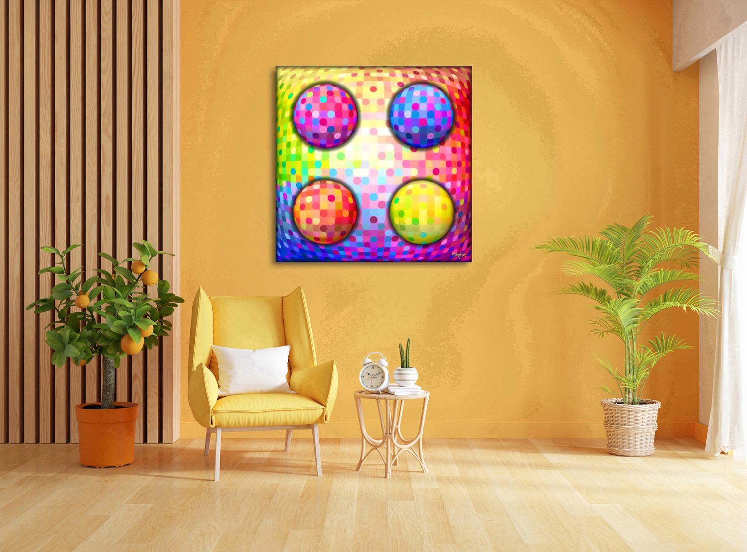 Four Spheres – uniek Liquid Gloss® kunstwerk nr. 0125 van MikoArt — afbeelding 2