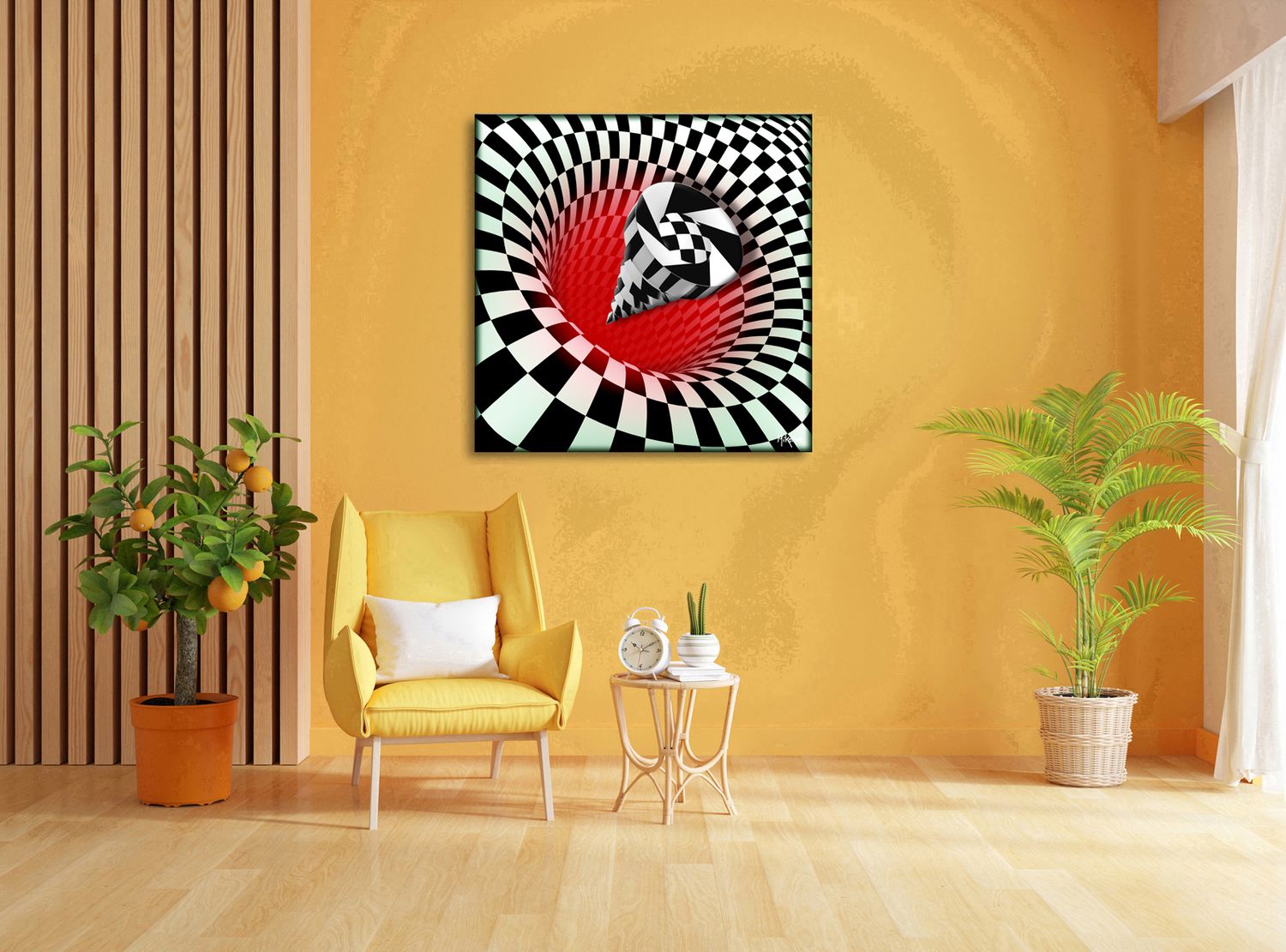 Chequered Abyss – uniek Liquid Gloss® kunstwerk nr. 0127 van MikoArt — afbeelding 2