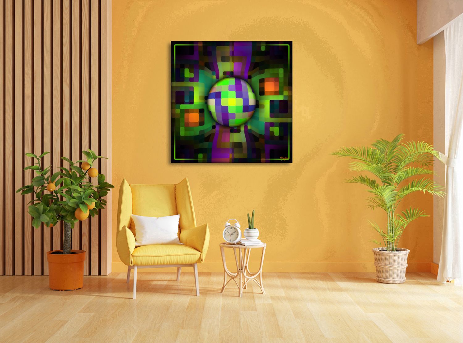 Layered Sphere – uniek Liquid Gloss® kunstwerk nr. 0136 van MikoArt — afbeelding 2
