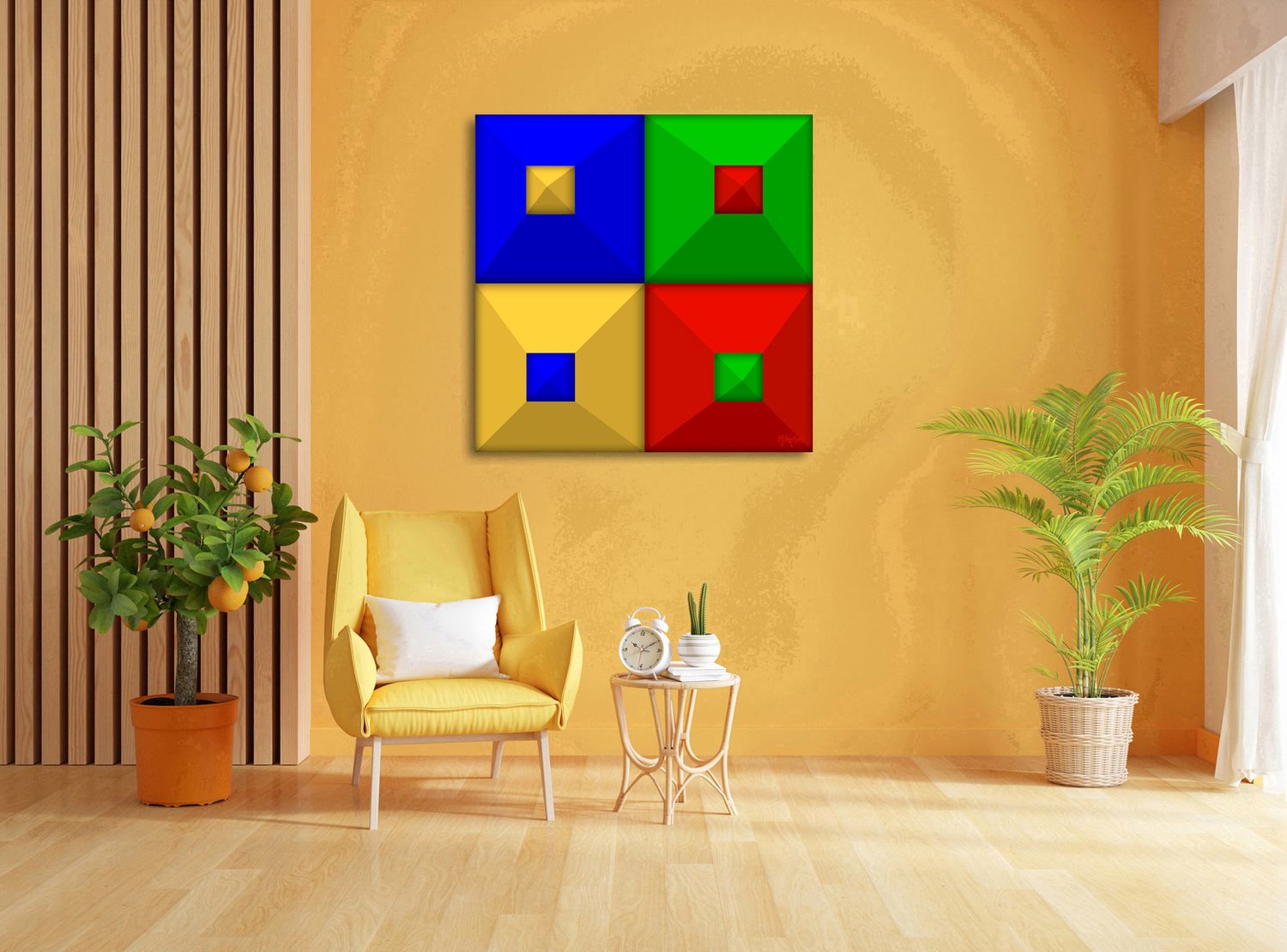 Fourfold Balance – uniek Liquid Gloss® kunstwerk nr. 0148 van MikoArt — afbeelding 2