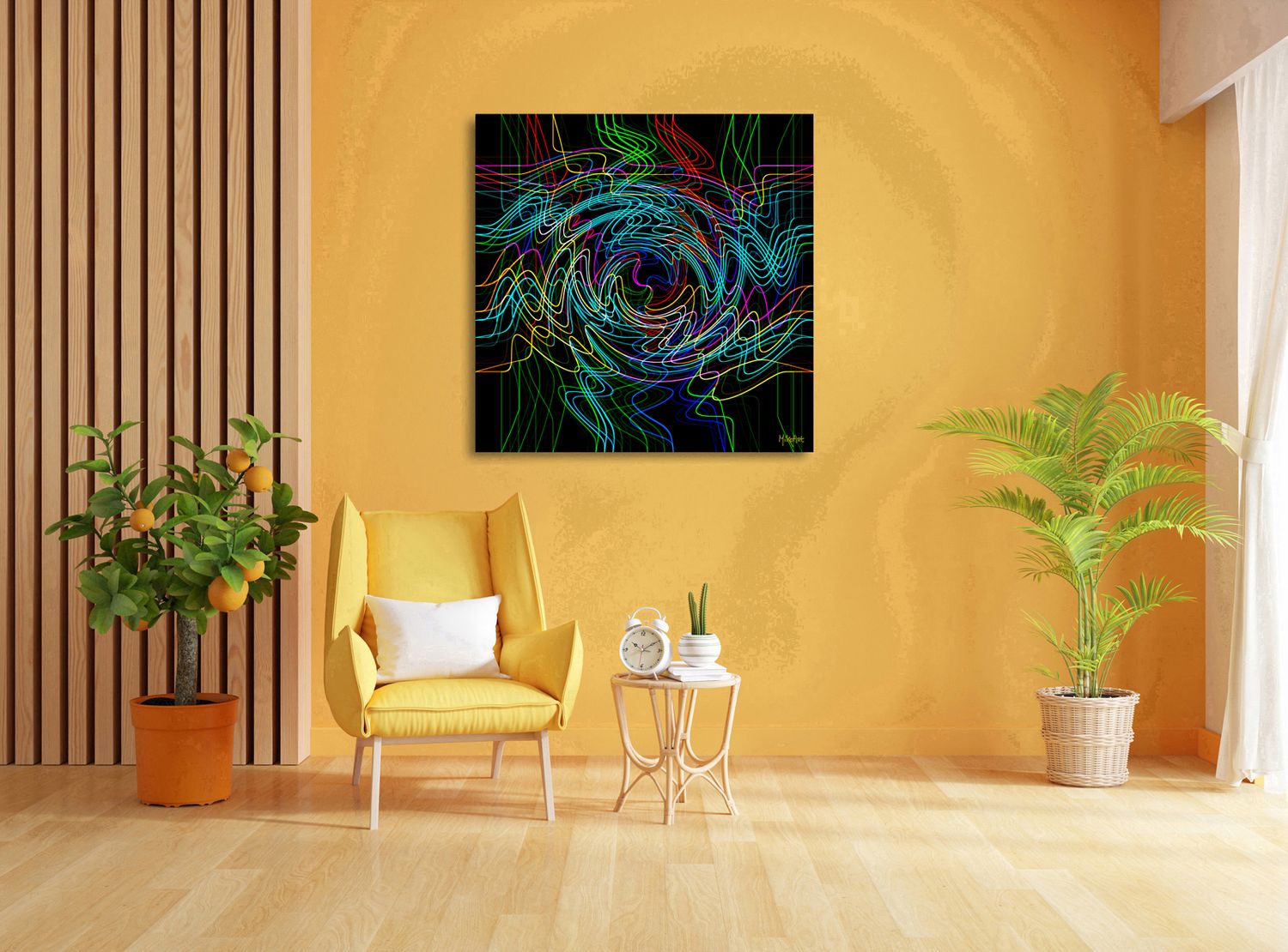 Neon Currents – uniek Liquid Gloss® kunstwerk nr. 0158 van MikoArt — afbeelding 2