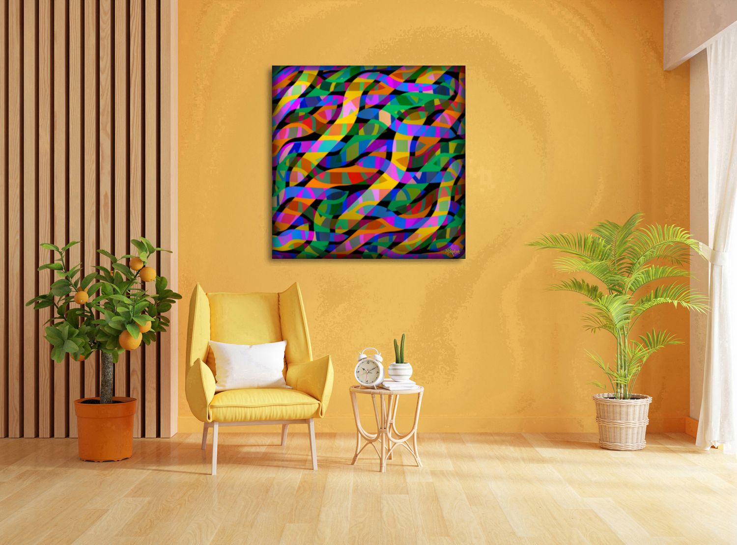 Flowing Frequencies – uniek Liquid Gloss® kunstwerk nr. 0160 van MikoArt — afbeelding 2