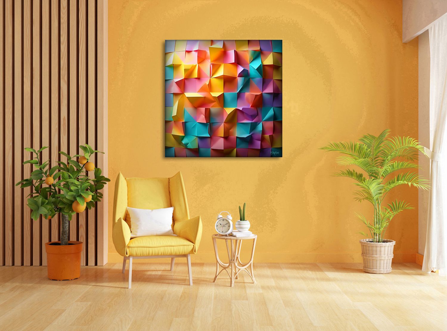 Origami Relief – uniek Liquid Gloss® kunstwerk nr. 0186 van MikoArt — afbeelding 2