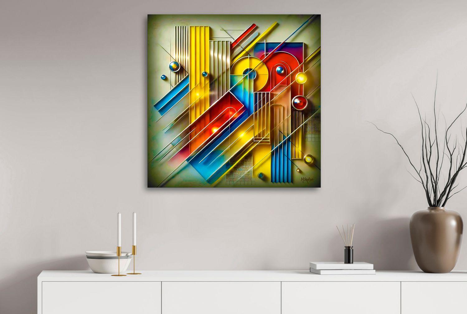 Chromatic Circuit – uniek Liquid Gloss® kunstwerk nr. 0282 van MikoArt — afbeelding 2