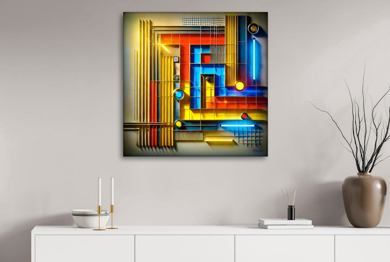 Layered Cityscape – uniek Liquid Gloss® kunstwerk nr. 0292 van MikoArt — afbeelding 2