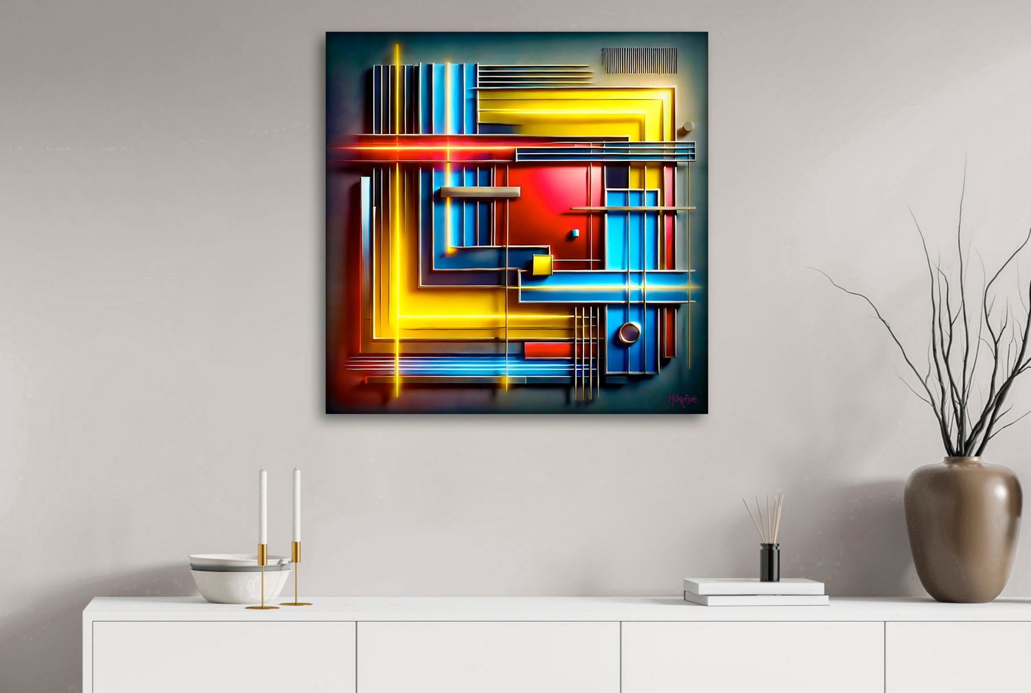 Architectural Circuit – uniek Liquid Gloss® kunstwerk nr. 0298 van MikoArt — afbeelding 2