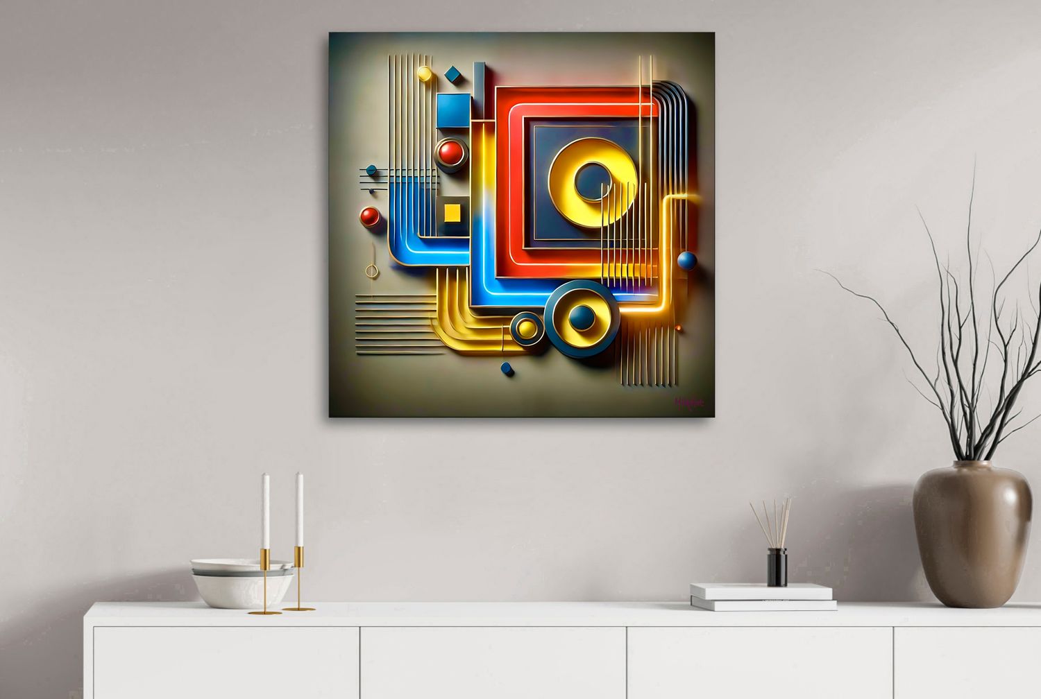 Flowing Architecture – uniek Liquid Gloss® kunstwerk nr. 0301 van MikoArt — afbeelding 2