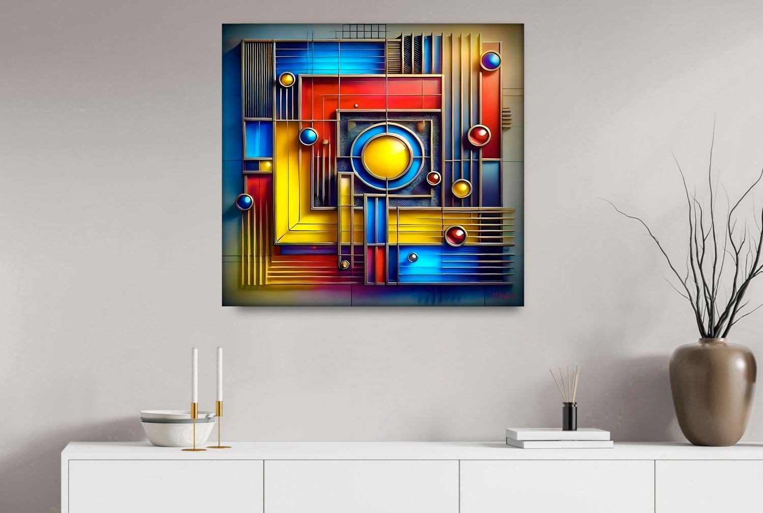 Technical Composition – uniek Liquid Gloss® kunstwerk nr. 0300 van MikoArt — afbeelding 2
