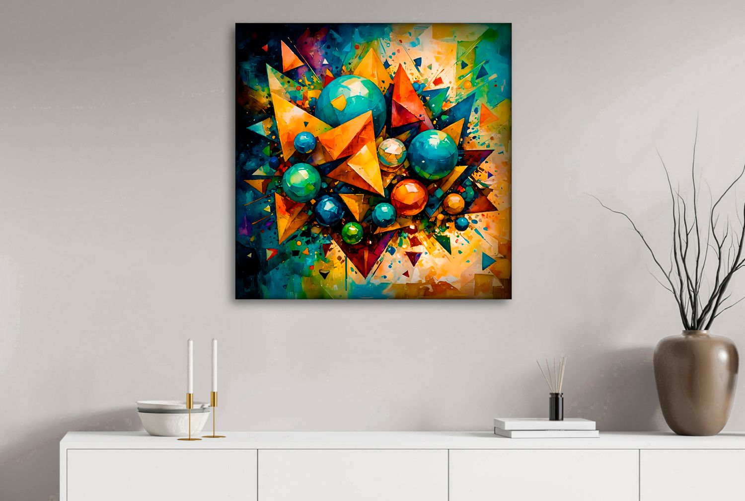 Geometric Eruption – geometrisch Liquid Gloss® kunstwerk nr. 0303 van MikoArt — afbeelding 2