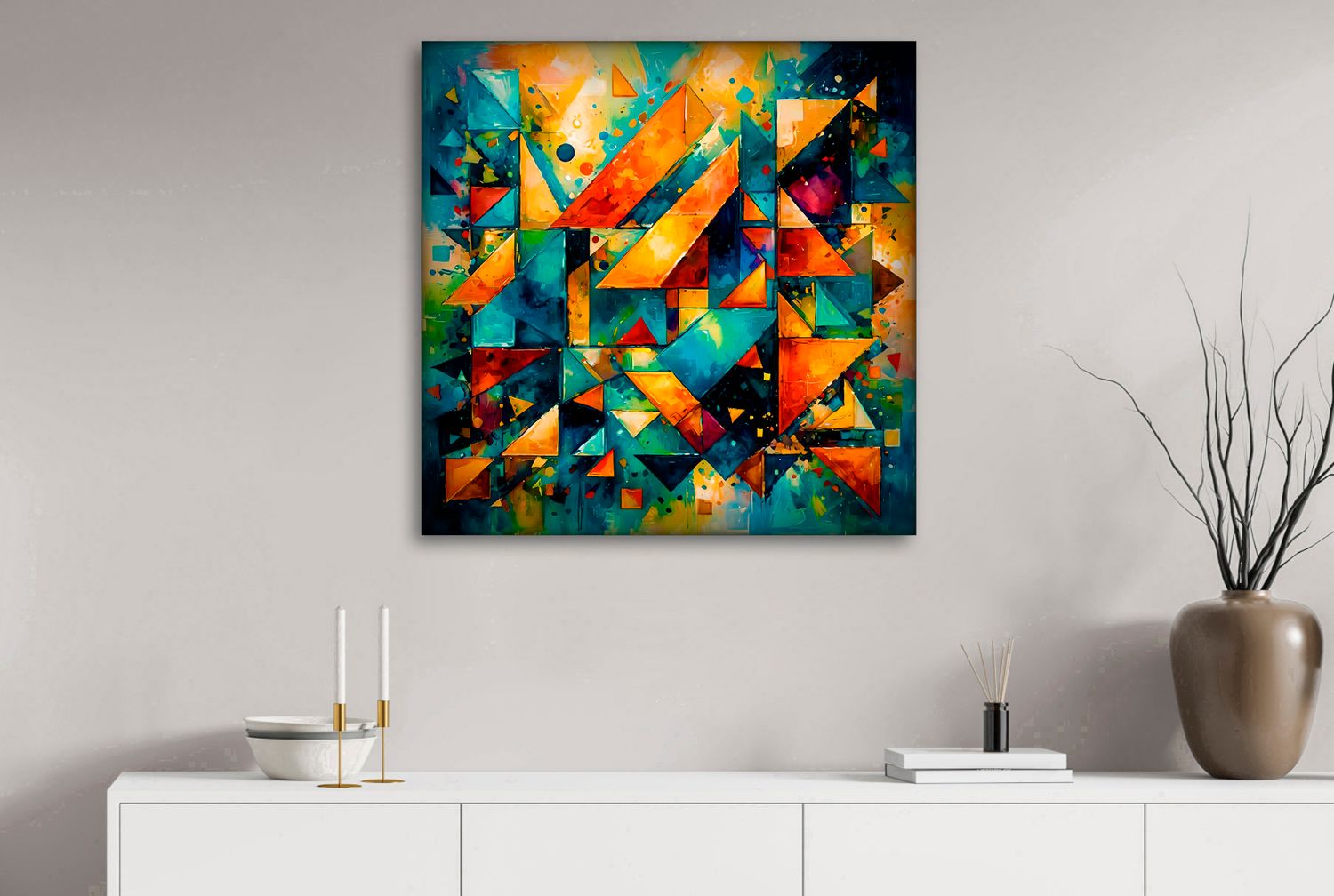 Chromatic Construction – uniek Liquid Gloss® kunstwerk nr. 0306 van MikoArt — afbeelding 2