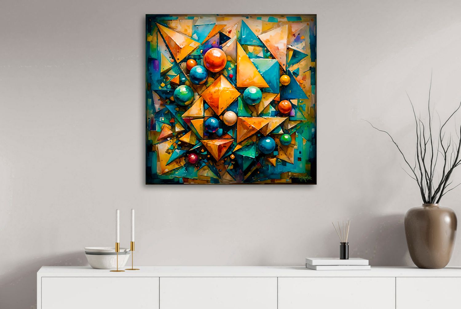 Orbital Geometry – uniek Liquid Gloss® kunstwerk nr. 0308 van MikoArt — afbeelding 2