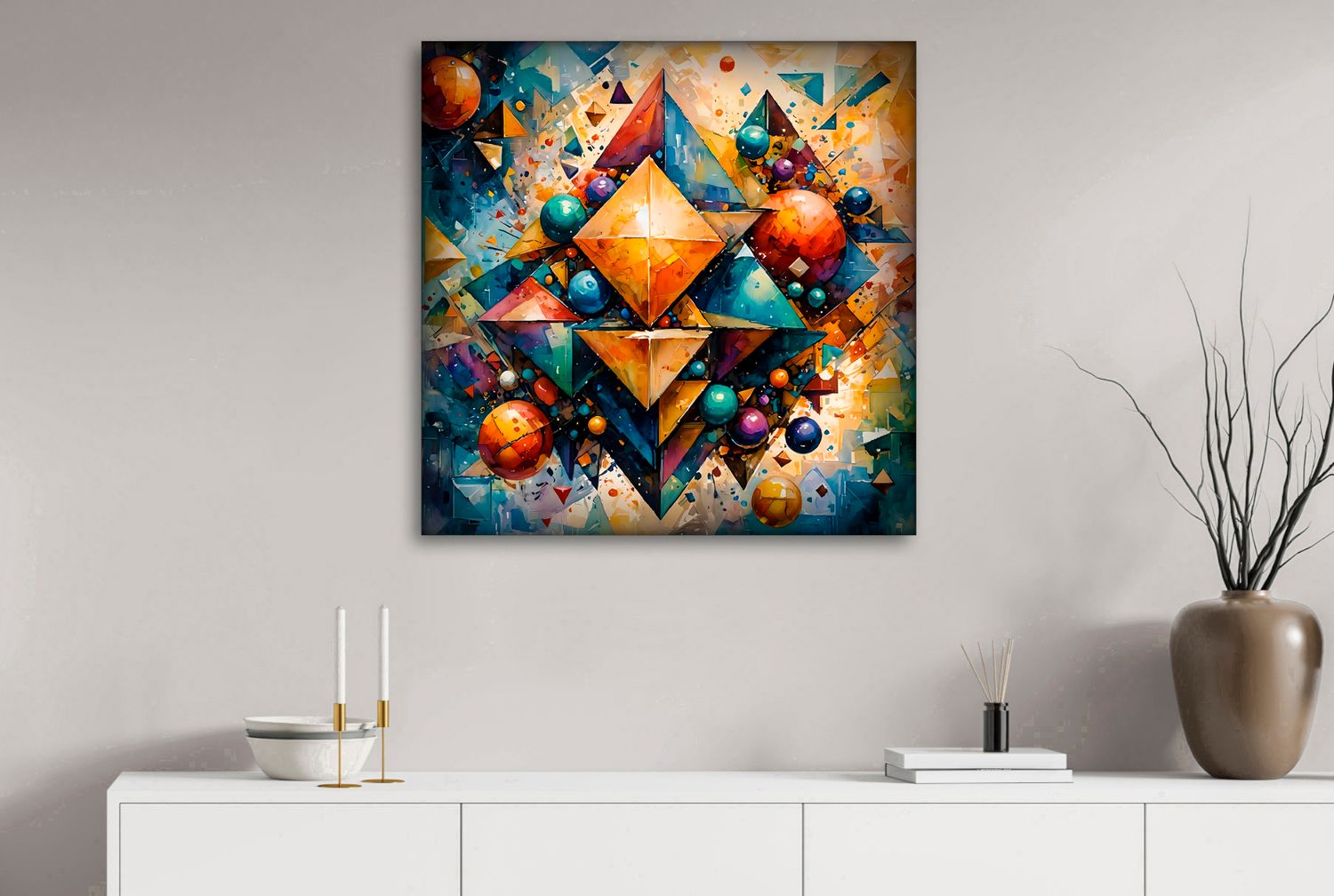 Geometric Resonance – uniek Liquid Gloss® kunstwerk nr. 0322 van MikoArt — afbeelding 2