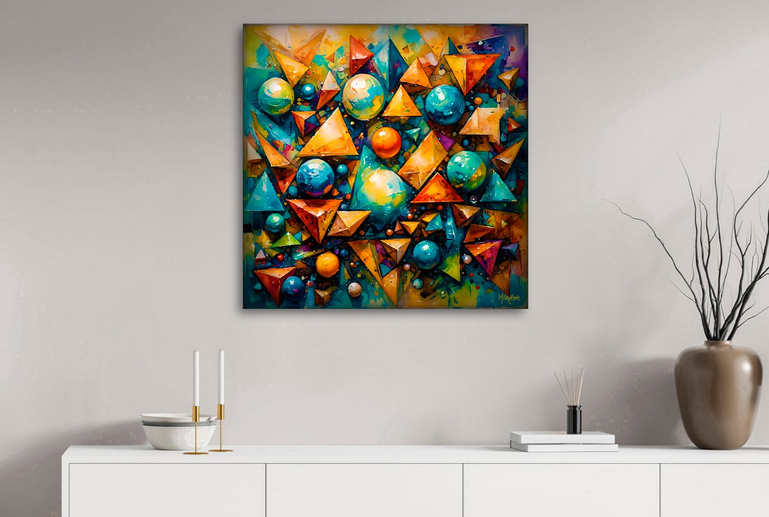 Spatial Fragments – uniek Liquid Gloss® kunstwerk nr. 0305 van MikoArt — afbeelding 2