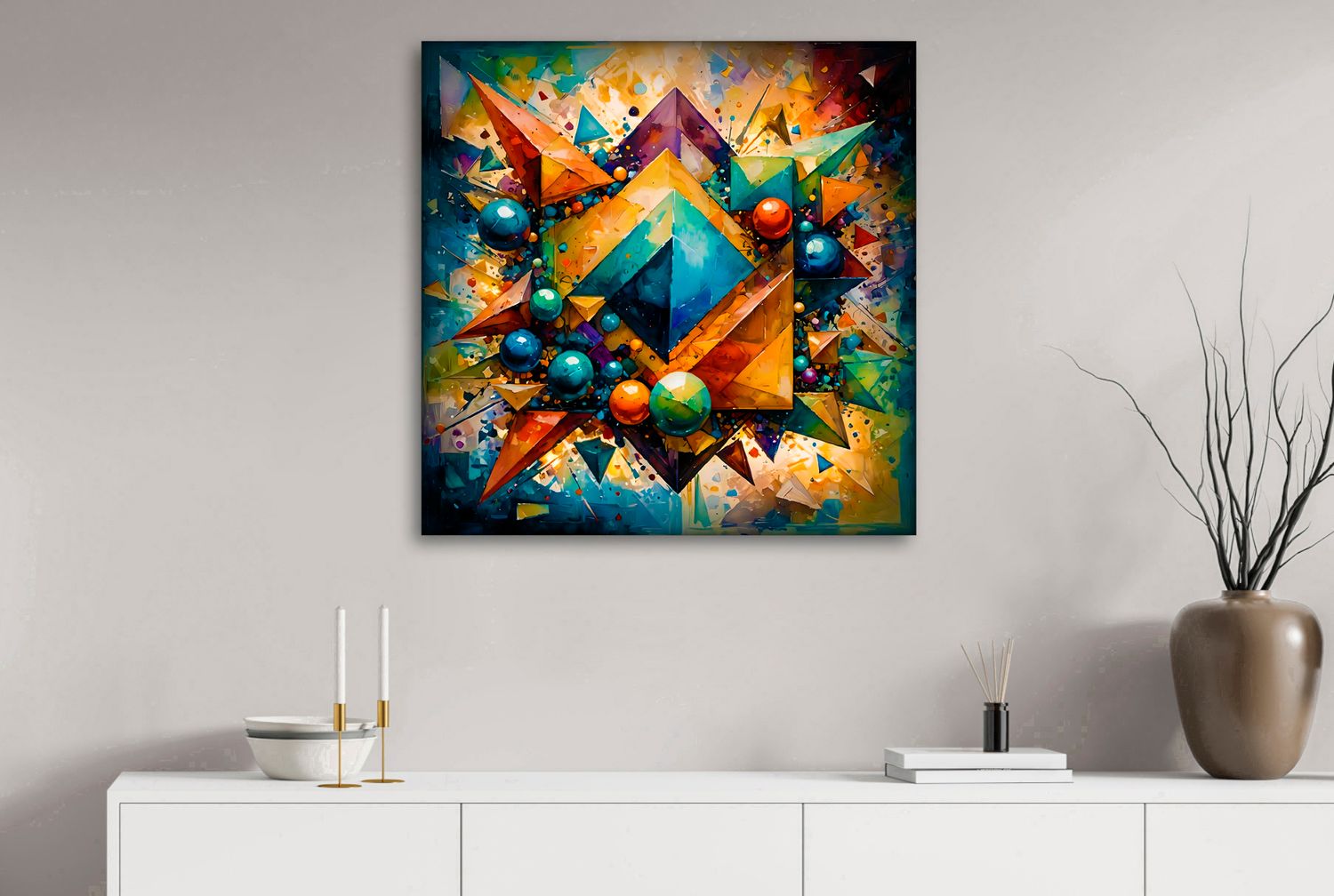 Geometric Pulse – uniek Liquid Gloss® kunstwerk nr. 0312 van MikoArt — afbeelding 2