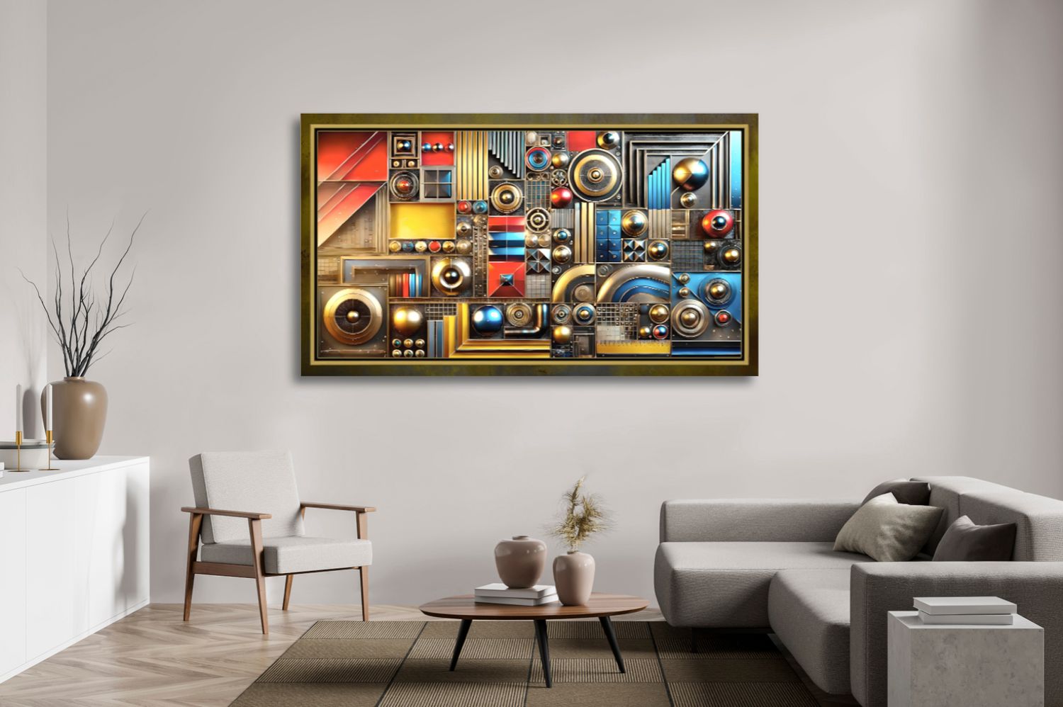Industrial Grid – uniek Liquid Gloss® kunstwerk nr. 0329 van MikoArt — afbeelding 2