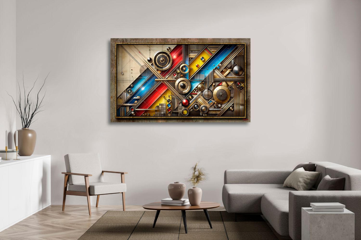 Diagonal Mechanics – uniek Liquid Gloss® kunstwerk nr. 0333 van MikoArt — afbeelding 2