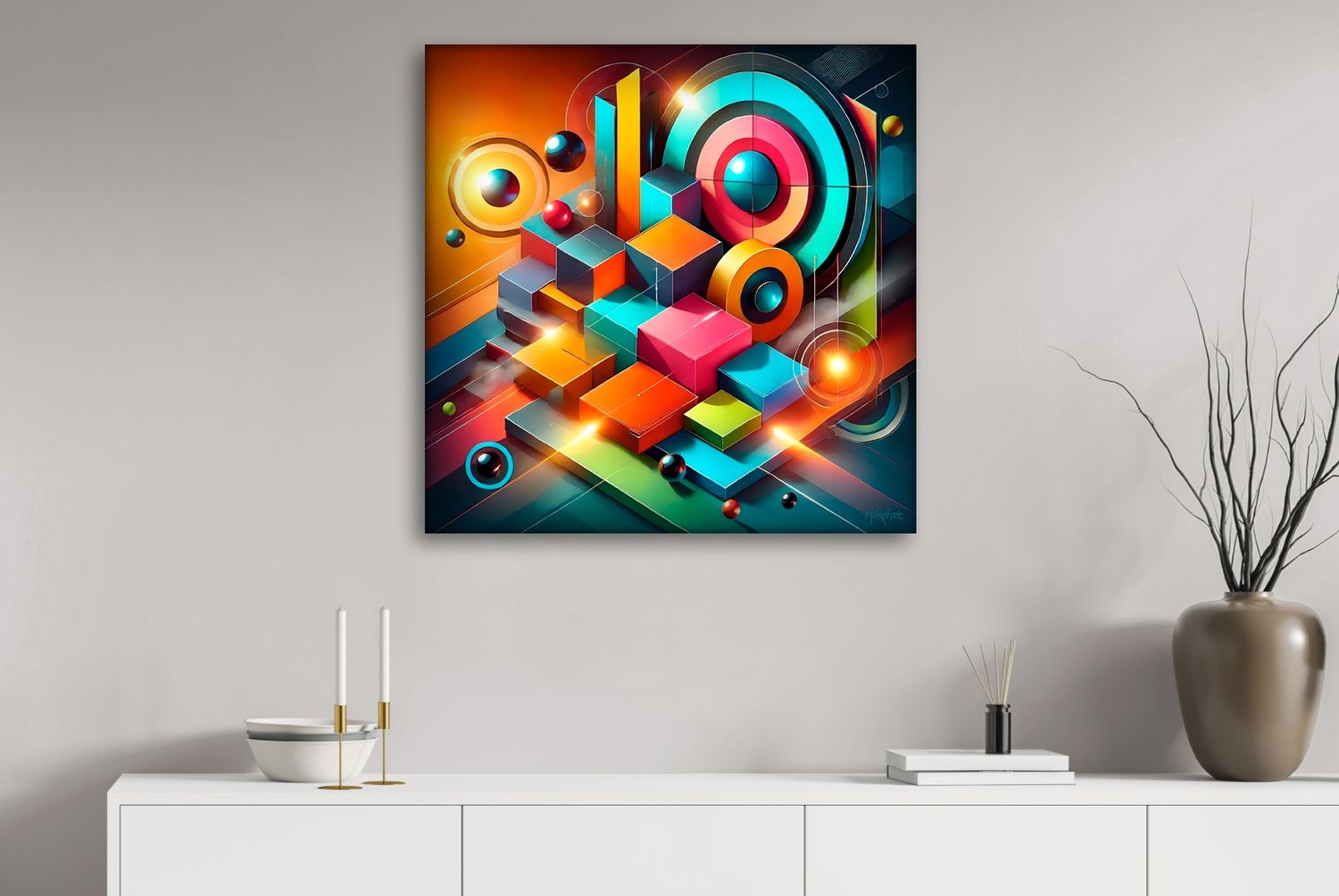 Geometric Constellation – uniek Liquid Gloss® kunstwerk nr. 0340 van MikoArt — afbeelding 2