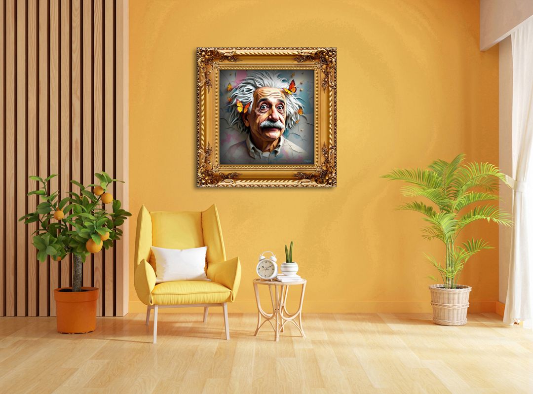 Albert Einstein – uniek Liquid Gloss® kunstwerk nr. 0002 van MikoArt — afbeelding 2