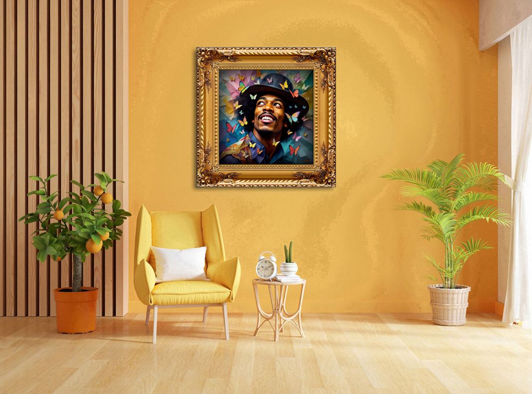 Jimi Hendrix – uniek Liquid Gloss® kunstwerk nr. 0006 van MikoArt — afbeelding 2