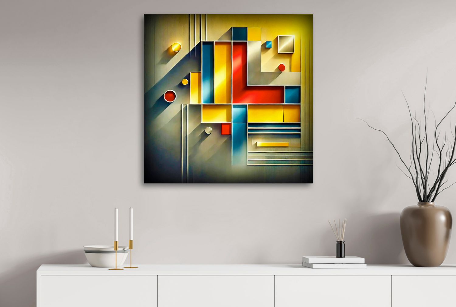 Warm Geometry – uniek Liquid Gloss® kunstwerk nr. 0257 van MikoArt — afbeelding 2