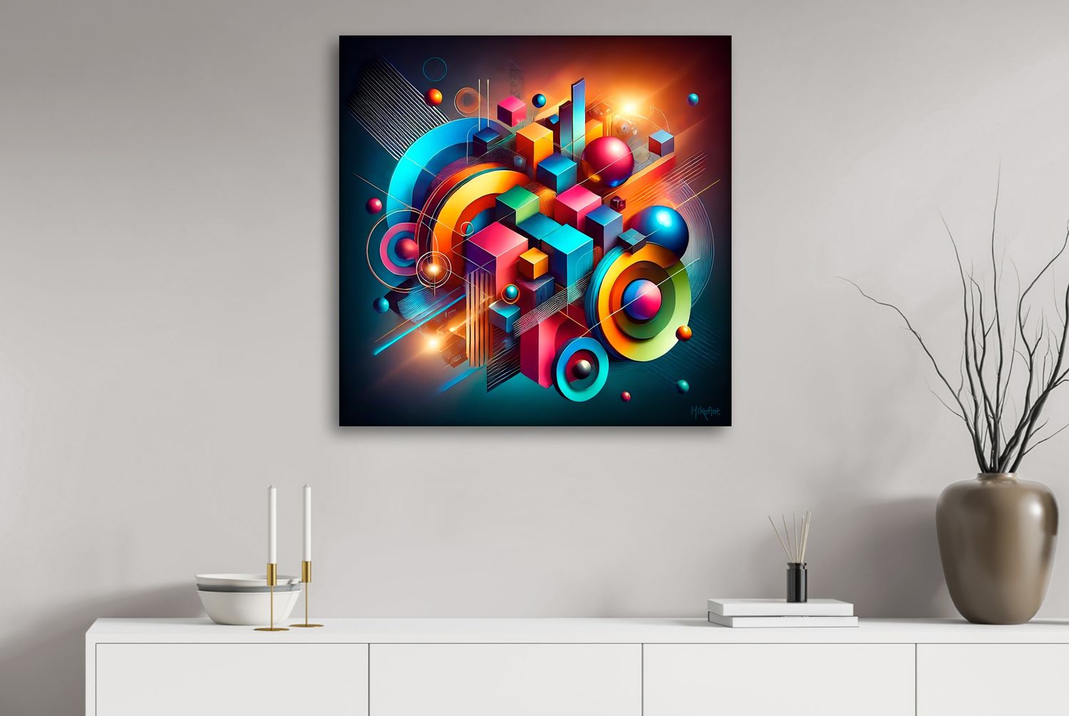 Constructed Harmony – uniek Liquid Gloss® kunstwerk nr. 0343 van MikoArt — afbeelding 2
