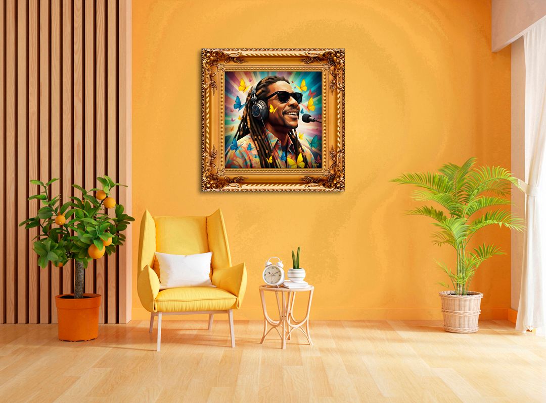Stevie Wonder – uniek Liquid Gloss® kunstwerk nr. 0015 van MikoArt — afbeelding 2
