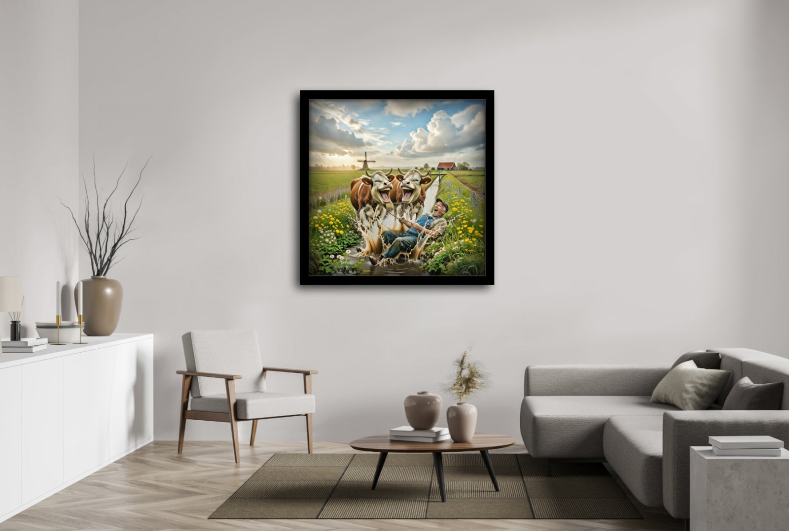Giclée 09 | 0372 | Oude koeien uit de sloot halen – uniek kunstwerk van MikoArt — afbeelding 2