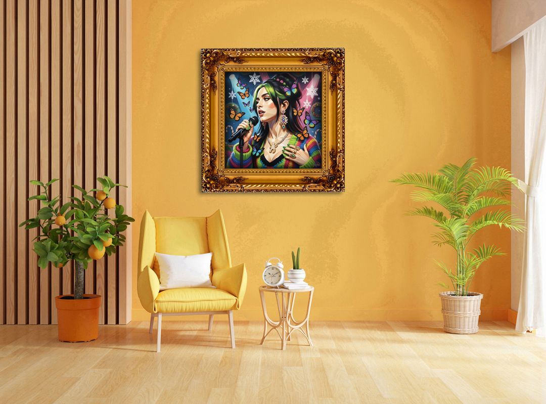 Billie Eilish – uniek Liquid Gloss® kunstwerk nr. 0020 van MikoArt — afbeelding 2