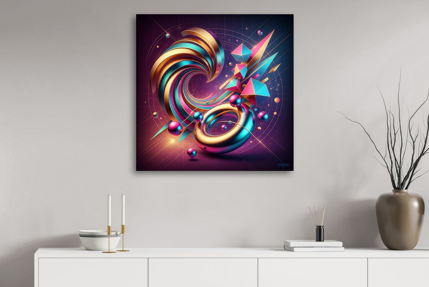 Infinite Framework – uniek Liquid Gloss® kunstwerk nr. 0356 van MikoArt — afbeelding 2